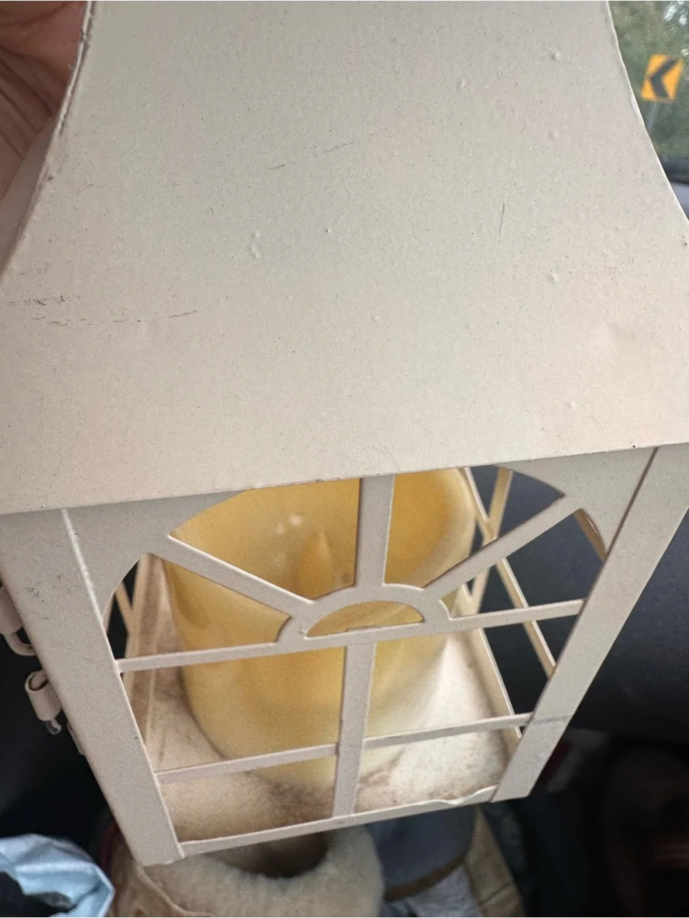 Farmhouse Vintage Style Metal Lantern Candle Holder w/ Flameless Candle Cottage
